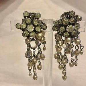 Stunning Vintage Crystal & Pearl Earrings-Boutique